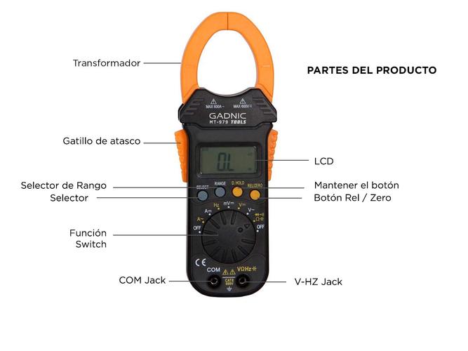 Pinza Amperometrica Gadnic MT-979 Profesional - 3