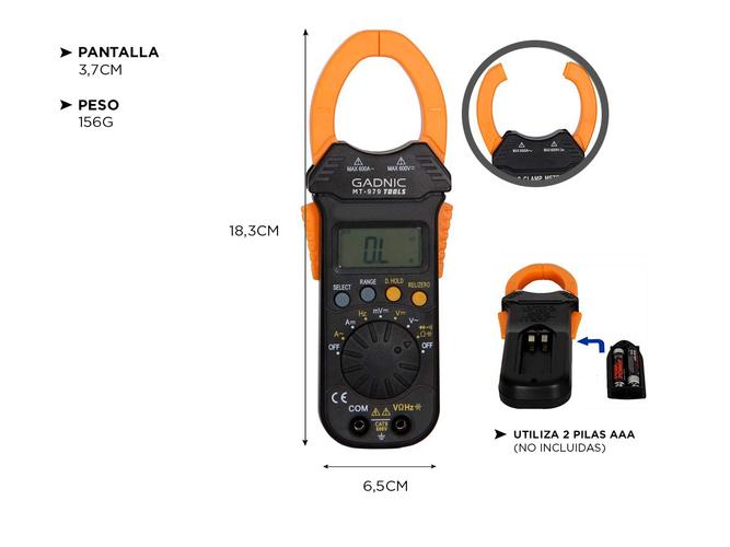 Pinza Amperometrica Gadnic MT-979 Profesional - 4