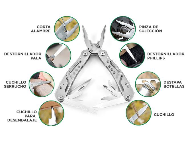 Cuchillo de Bolsillo Multifunción Gadnic 13 en 1 Acero Inoxidable  - 2