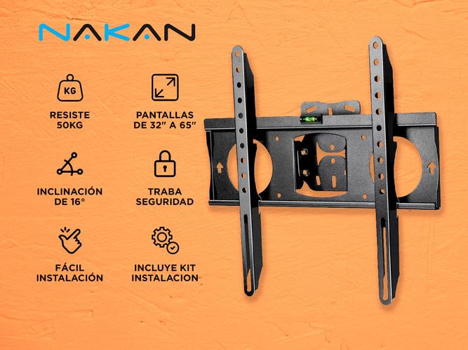Soporte Para Tv Monitor De Pared Nakan 32 a 65 Inclinacion Kit Instalacion - 1