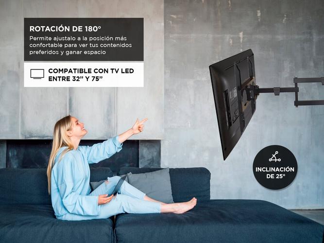 Soporte Para Tv Nakan Inclinable Articulado De Pared 32 a 65 Kit Instalacion - 2
