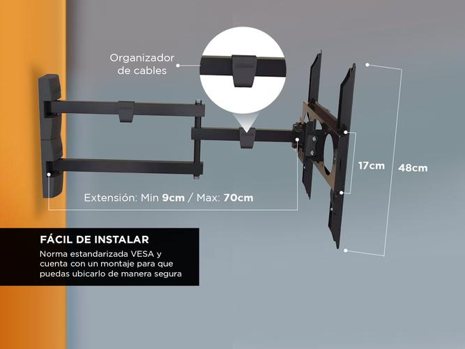 Soporte Para Tv Nakan Inclinable Articulado De Pared 32 a 65 Kit Instalacion - 3