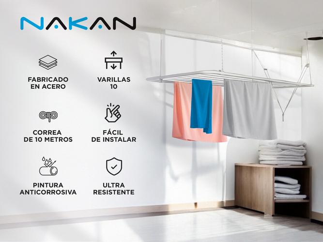 Tender Colgante 10 Varillas Resistente Nakan Ropa Blanco Techo - 1