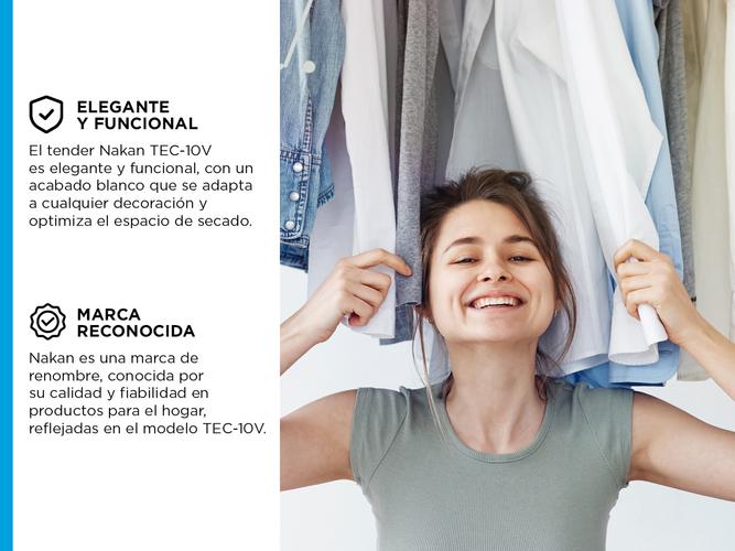 Tender Colgante 10 Varillas Resistente Nakan Ropa Blanco Techo - 2