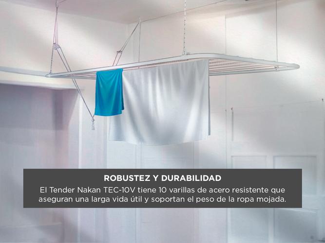 Tender Colgante 10 Varillas Resistente Nakan Ropa Blanco Techo - 3