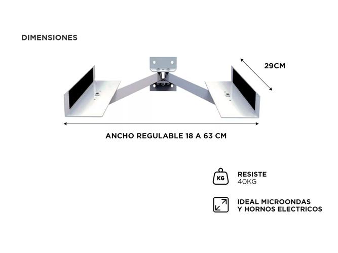 Soporte Horno Electrico Microonda Ajustable Nakan Resistente Blanco - 4