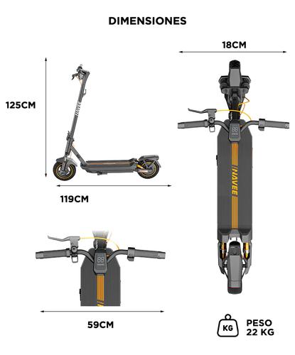 Monopatín Eléctrico Navee GT3 Pro Velocidad 32kmh 1000W Autonomía 60 Km - 6