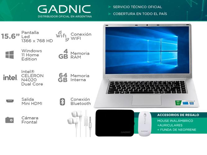 Notebook Gadnic Lumina Pro Intel Dual Core 4GB 64GB SSD 15,6