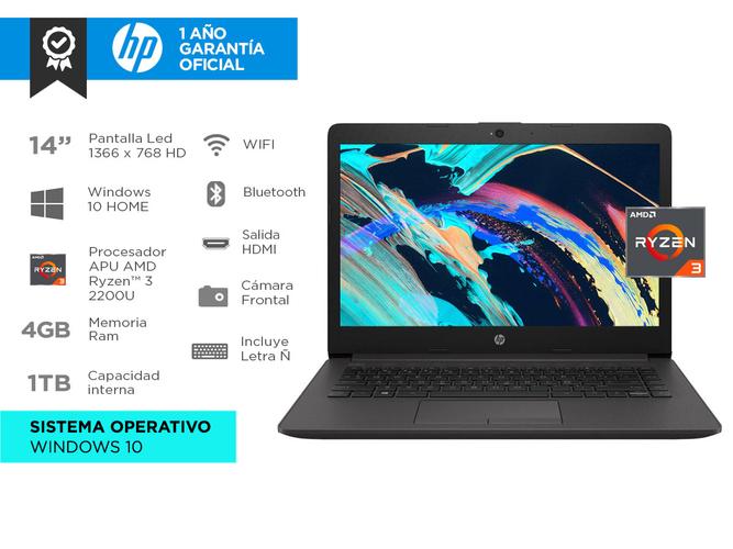 Notebook HP R3-2200U AMD Ryzen 3 4Gb 1tb 14