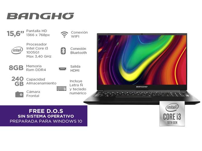Notebook Bangho Max L5 Intel Core I3 10ma Gen 8Gb SSD 240Gb 15,6