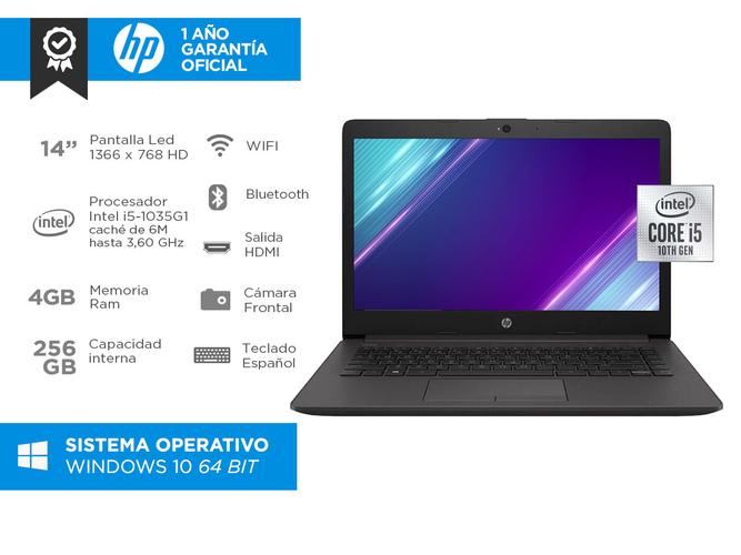 Notebook Hp 240 G7 Intel Core i5 Ram 4gb Ssd 256gb Windows 10 Pantalla 14 - 1