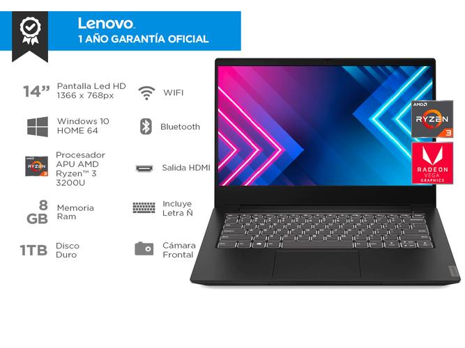 Notebook Lenovo Ideapad S340 Amd Ryzen 3 3200U 8Gb 1Tb 14