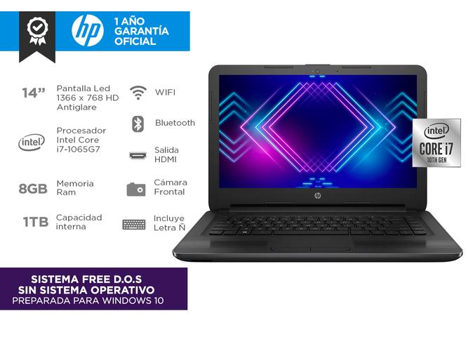 Notebook Hp 240 G7 Intel Core I7 8gb 1tb 14 Pulgadas - 1