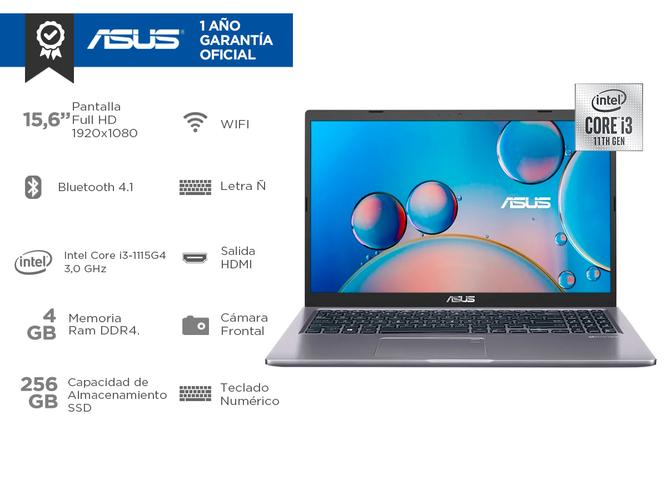 Notebook Asus X515EA Intel Core I3 11va Gen 4Gb SSD 256Gb 156 IPS Full HD - 1
