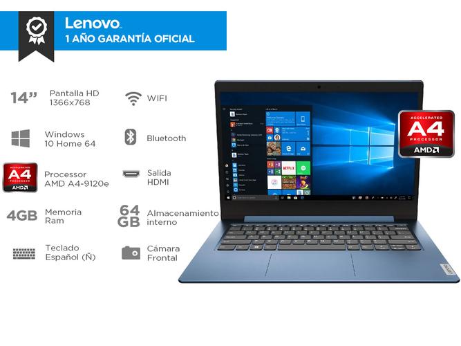 Notebook Lenovo Ideapad Slim Amd A4 4gb 64gb Windows 10 Pantalla 14 - 1