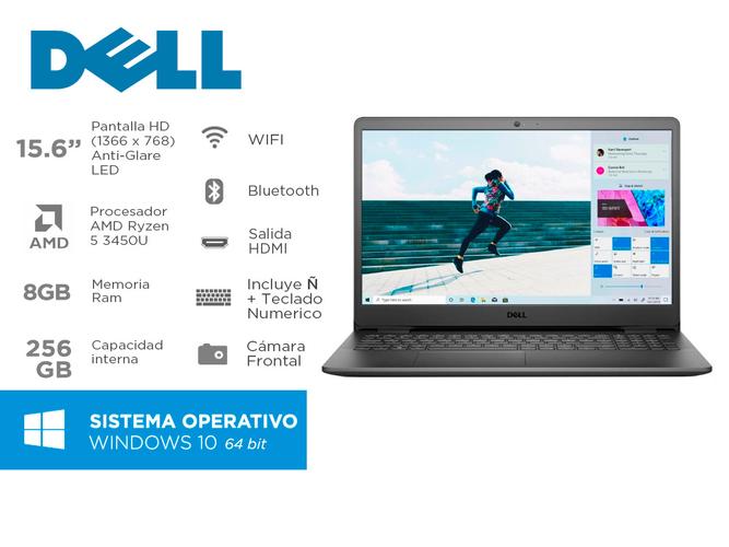 Notebook Dell Inspiron 3505 Amd Ryzen 5 3450u 8gb Ssd 256gb Windows 10 15,6 Pulgadas - 1