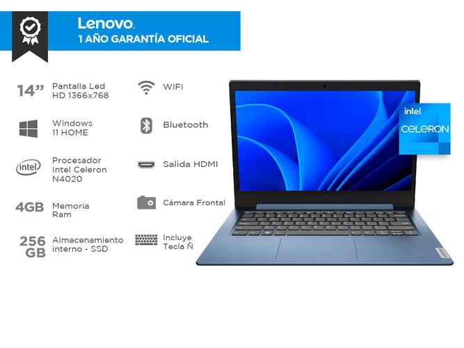 Notebook Lenovo ideapad Intel Celeron N4020 RAM 4Gb SSD 256Gb Windows 11 - 1