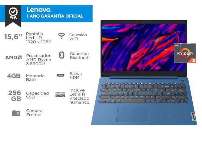 Notebook Lenovo IdeaPad 3 Ryzen 3 ram 4GB  SSD 256GB Windows 11 - 1