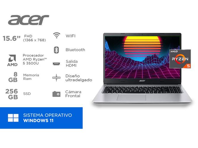 Notebook Acer Aspire 3 Ryzen 5 Ram 8 GB SSD 256GB Windows 11 - 1