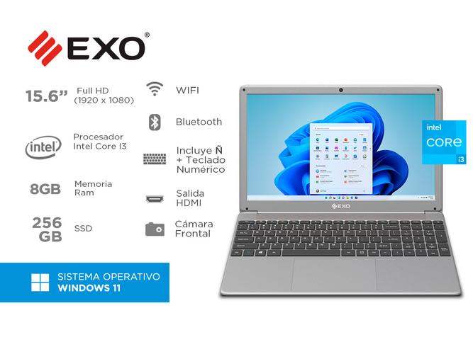 Notebook Exo Intel core I3 8GB SSD 256GB Pantalla 15.6