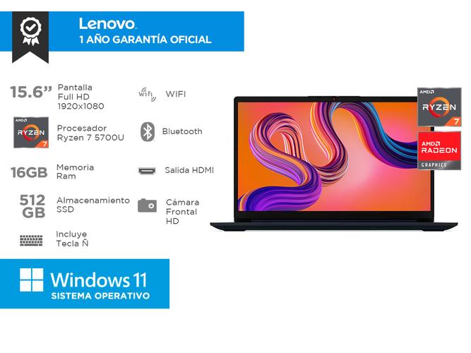 Notebook Lenovo Ideapad AMD Ryzen 7 Ram 16GB SSD 512GB - 1