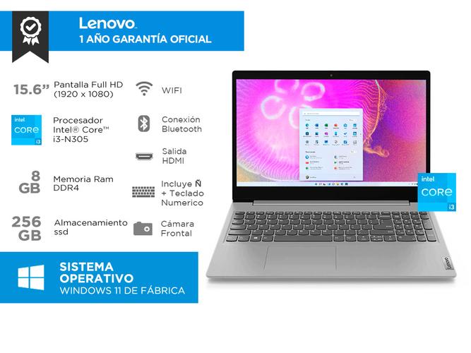 Notebook Lenovo IdeaPad Slim 3 Intel i3 8gb 256gb ssd 15.6