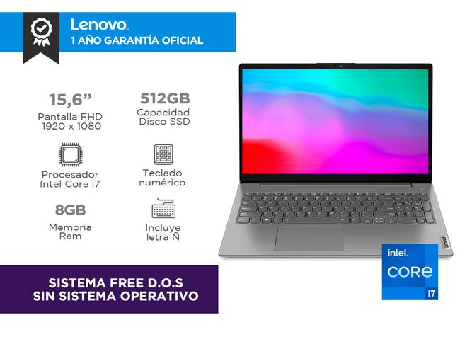 Notebook Lenovo V15 G3 Intel Core i7 1255U 8GB RAM 512GB SSD Free Dos - 1