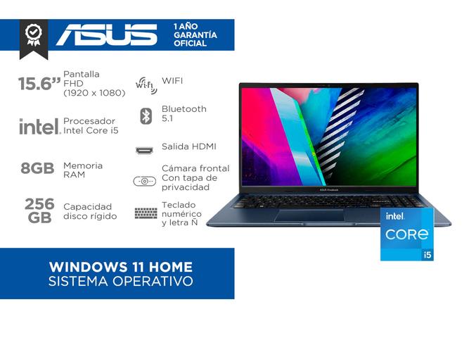 Notebook ASUS Vivobook 15 Intel Core i5 12 Núcleos 8GB 256GB W11 X1502ZA-EJ294W - 1