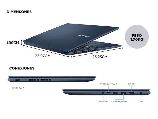 Notebook ASUS Vivobook 15 Intel®Core™ i5 10 núcleos 16GB 512GB X1502ZA-EJ1844W - 5