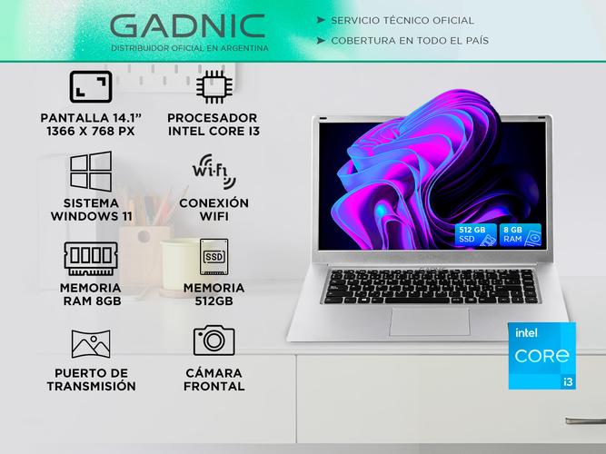 Notebook Gad-C3 Gadnic 141 I3  8GB DDR4 sodimm 512 GB SSD  - 1