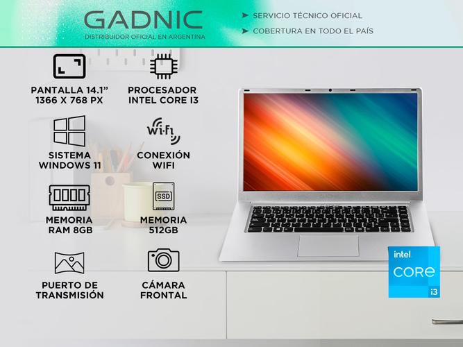 Notebook Gad-C3 Gadnic 141 I3 8GB DDR4 sodimm 512 GB SSD - 1