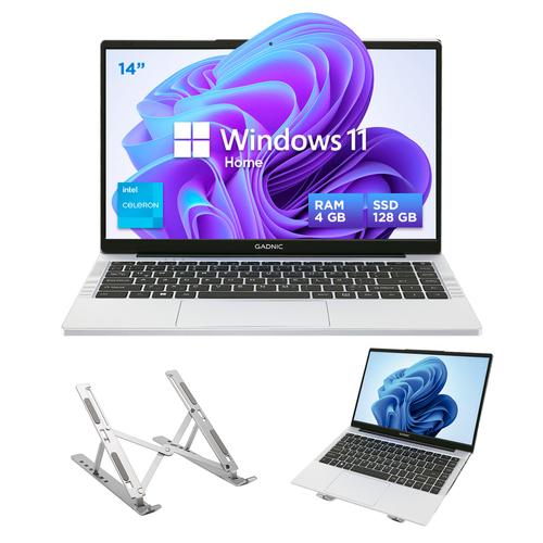 Notebook Gadnic 14 Pulgadas Intel Celeron N4500 RAM 4GB SSD 128GB Cámara Frontal Con Soporte - 0