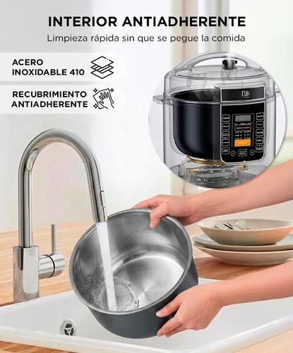 Olla a Presión Eléctrica Programable CUK By Gadnic VitaPress 6L Multifunción 1000W con Panel Táctil Acero Inoxidable  - 4