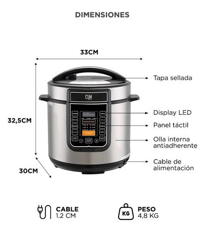 Olla a Presión Eléctrica Programable CUK By Gadnic VitaPress 6L Multifunción 1000W con Panel Táctil Acero Inoxidable  - 5