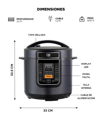 Olla a Presión Eléctrica Programable CUK By Gadnic VitaPress 6L Multifunción 1000W con Panel Táctil Timer  - 5