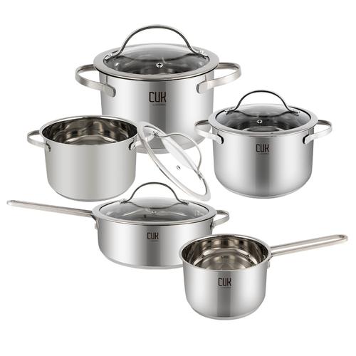 Batería de Cocina Set de Ollas Gadnic 9 Piezas Cacerola Acero Inoxidable Tapa Vidrio Templado - 0
