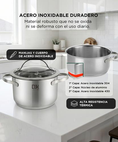 Batería de Cocina Set de Ollas Gadnic 9 Piezas Cacerola Acero Inoxidable Tapa Vidrio Templado - 2