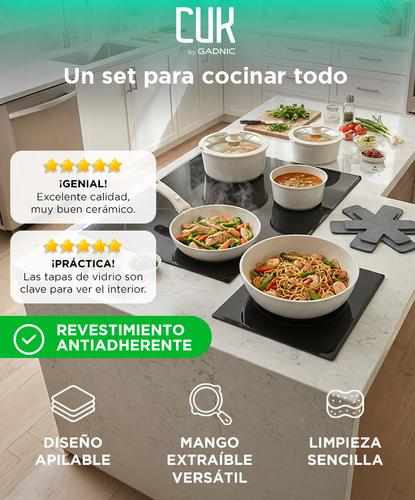 Batería de Cocina Set de Ollas y Sartenes Gadnic Aluminio Antiadherente Mango Desmontable Cacerola  - 1
