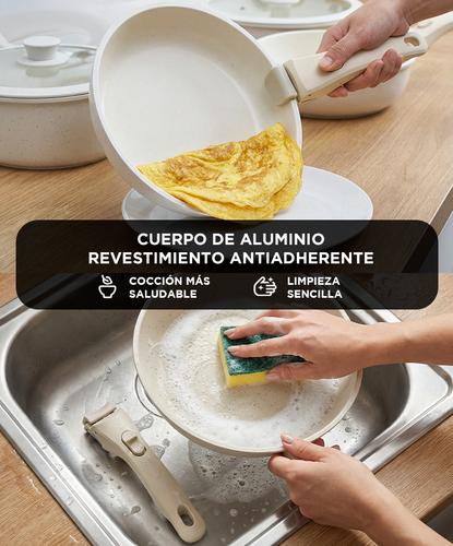 Batería de Cocina Set de Ollas y Sartenes Gadnic Aluminio Antiadherente Mango Desmontable Cacerola  - 2