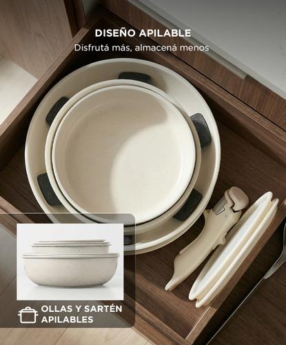 Batería de Cocina Set de Ollas y Sartenes Gadnic Aluminio Antiadherente Mango Desmontable Cacerola  - 4