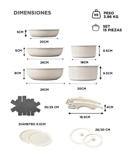 Batería de Cocina Set de Ollas y Sartenes Cuk By  Gadnic Aluminio Antiadherente Mango Desmontable Cacerola  - 5