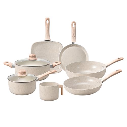 Batería de Cocina Set de Ollas Cuk By Gadnic 9 Piezas Granito Stone Antiadherente Tapa Vidrio Templado - 0