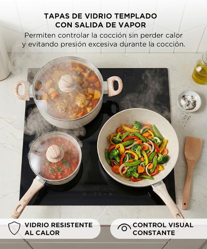 Batería de Cocina Set de Ollas Cuk By Gadnic 9 Piezas Granito Stone Antiadherente Tapa Vidrio Templado - 3