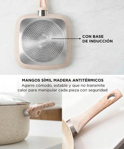 Batería de Cocina Set de Ollas Cuk By Gadnic 9 Piezas Granito Stone Antiadherente Tapa Vidrio Templado - 4