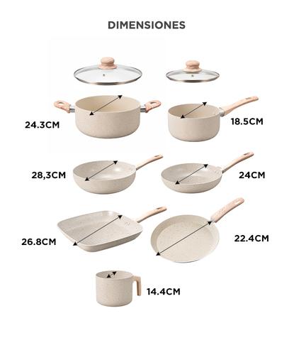 Batería de Cocina Set de Ollas Cuk By Gadnic 9 Piezas Granito Stone Antiadherente Tapa Vidrio Templado - 5