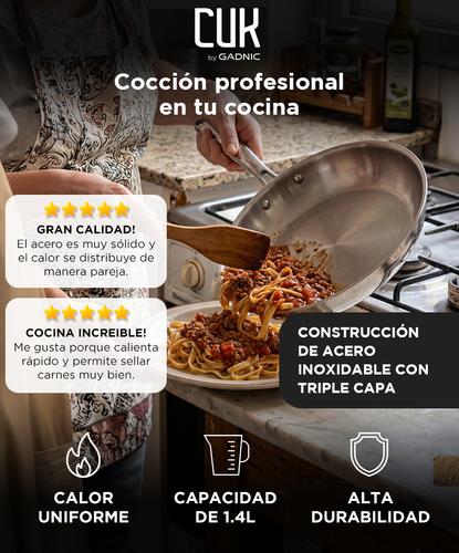 Sartén Acero Inoxidable CUK By Gadnic 24cm Inducción Calor Uniforme Cocina - 1