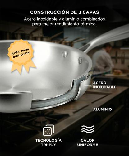 Sartén Acero Inoxidable CUK By Gadnic 24cm Inducción Calor Uniforme Cocina - 2