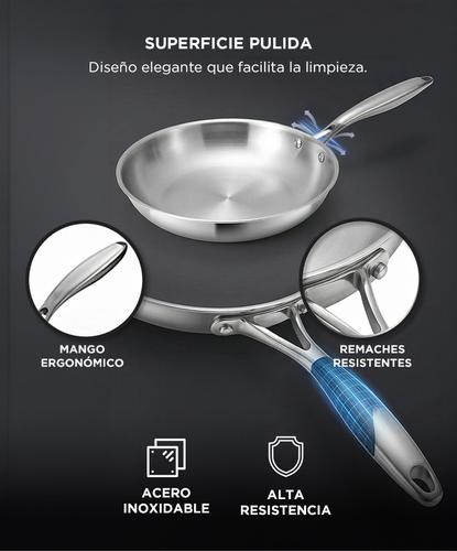 Sartén Acero Inoxidable CUK By Gadnic 24cm Inducción Calor Uniforme Cocina - 3