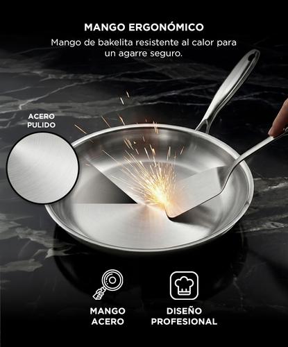 Sartén Acero Inoxidable CUK By Gadnic 24cm Inducción Calor Uniforme Cocina - 4