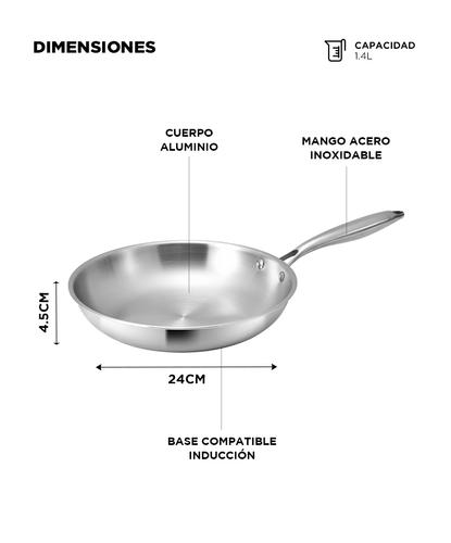 Sartén Acero Inoxidable CUK By Gadnic 24cm Inducción Calor Uniforme Cocina - 5